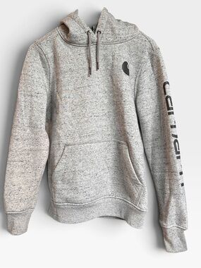 Carhartt Clarksburg Womens Hoodie Heather Gray Logo Sleeve Pullover Sz S